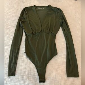 Abercrombie Long-Sleeve Slinky V-Neck Bodysuit